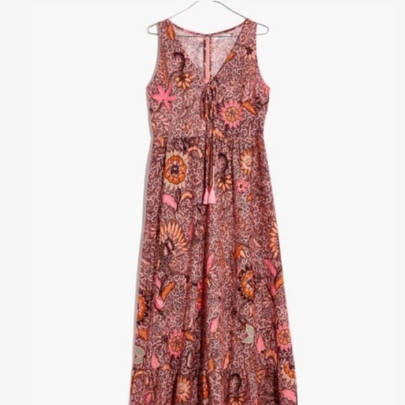 MADEWELL BALI LIGHT PETAL BLOCK PRINT MIDI DRESS - Picture 2 of 3